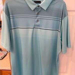 Men's Blue Striped PGA Polo Shirt